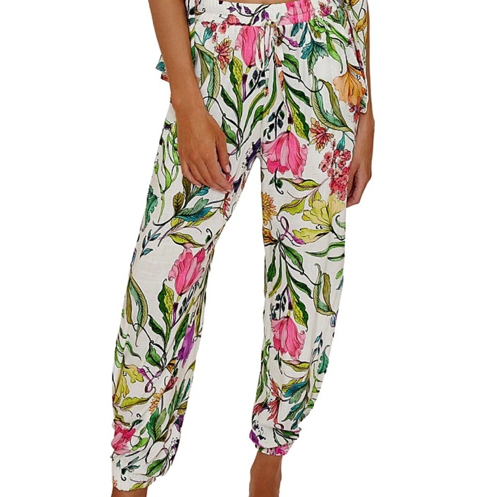 PQ Swim Ivy Floral Slit Leg Cover Up Beach Jogger Pants M/L Joggers